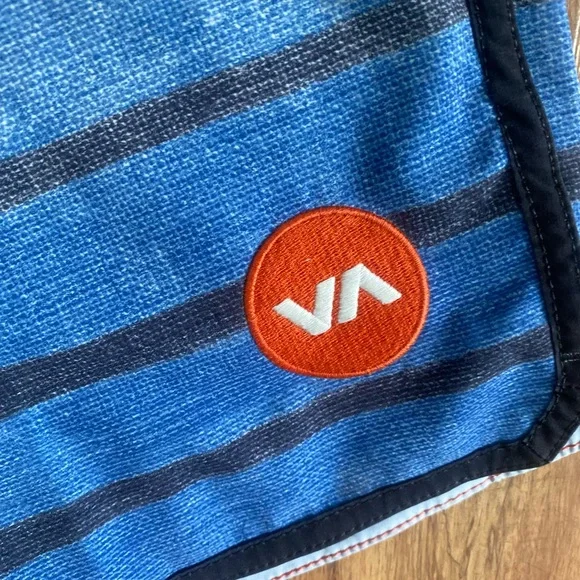 RVCA Blue and Black Board Shorts with Striped Design - Picture 6 of 8